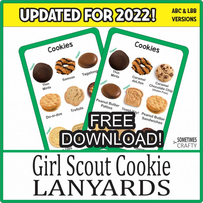 Free LBB &amp; ABC Girl Scout Cookie Card Lanyard Printables - Sometimes Crafty