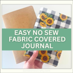 finished no sew fabric covered journal made from a kraft notebook