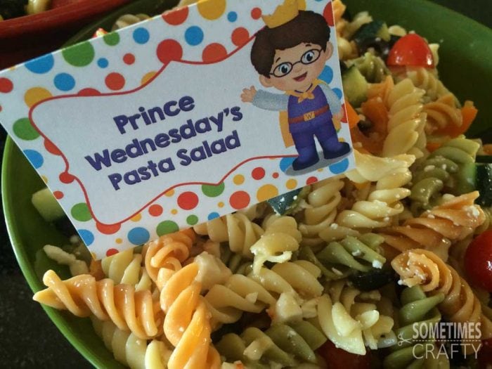 Daniel Tiger food - Prince Wednesday's Pasta Salad