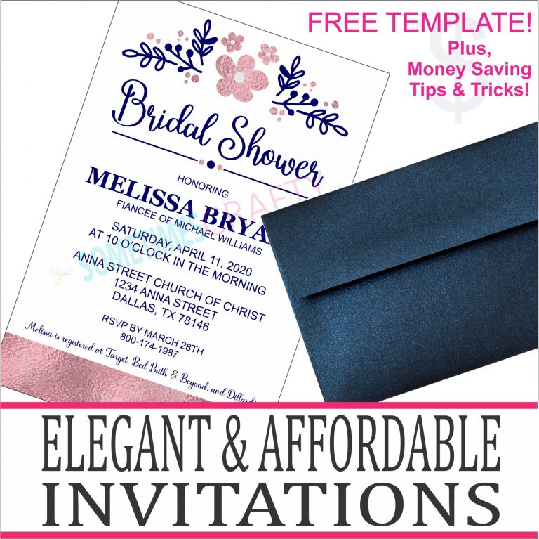 Rose Gold and Navy Bridal Shower Invitations