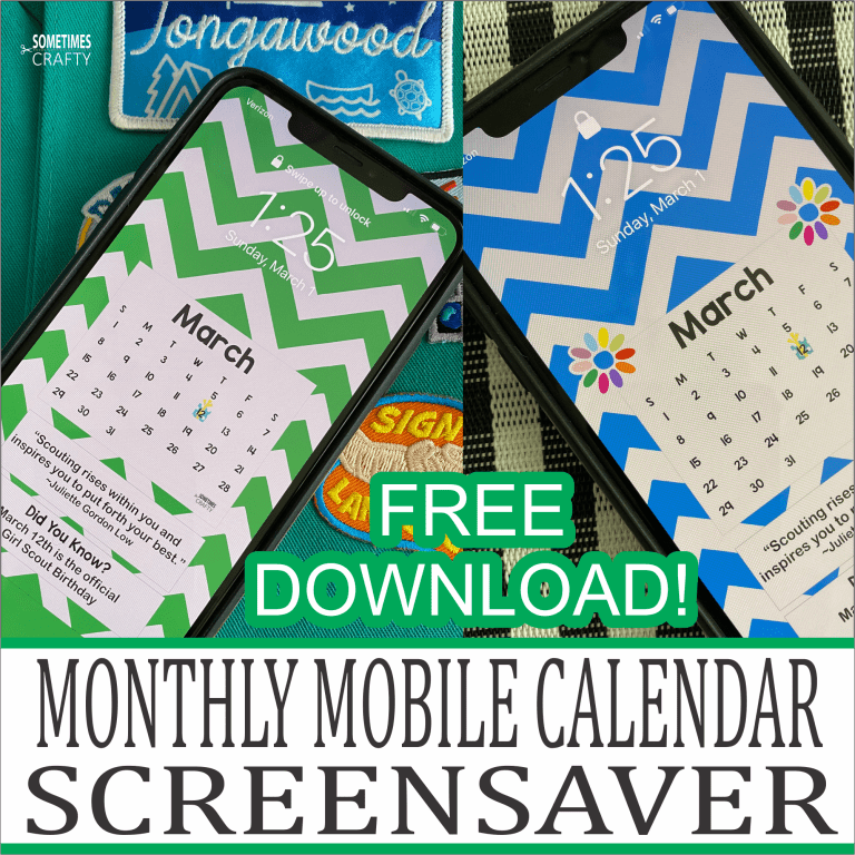 Free Girl Scout Monthly Calendar  Lock Screen / Screen Savers!