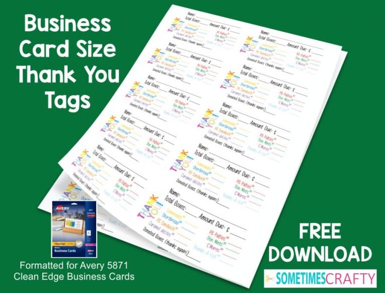 Printable Thank You Tag Biz Card Clean Edge Avery 5871